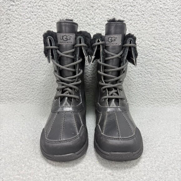 UGG Boots Kids 3 Shoes Black Butte II Waterproof Tall Shearling Winter Unisex - Picture 4 of 12
